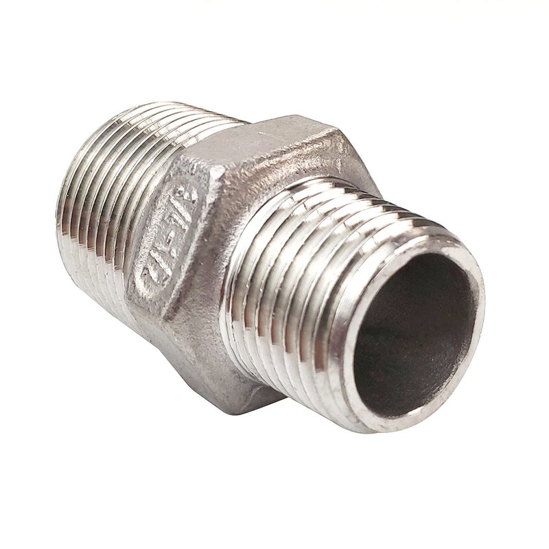 LOZOME 3/4" x 1/2" Male Hex Nipple Threaded Reducer Connector Pipe Fitting Adapter,Stainless Steel 304 NPT - Image 3